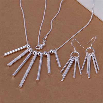 925 Sterling Silver Jewelry Sets For Women Fine Classic Earrings Stud Necklace 18 Inch Fashion Party Wedding Christmas Gifts