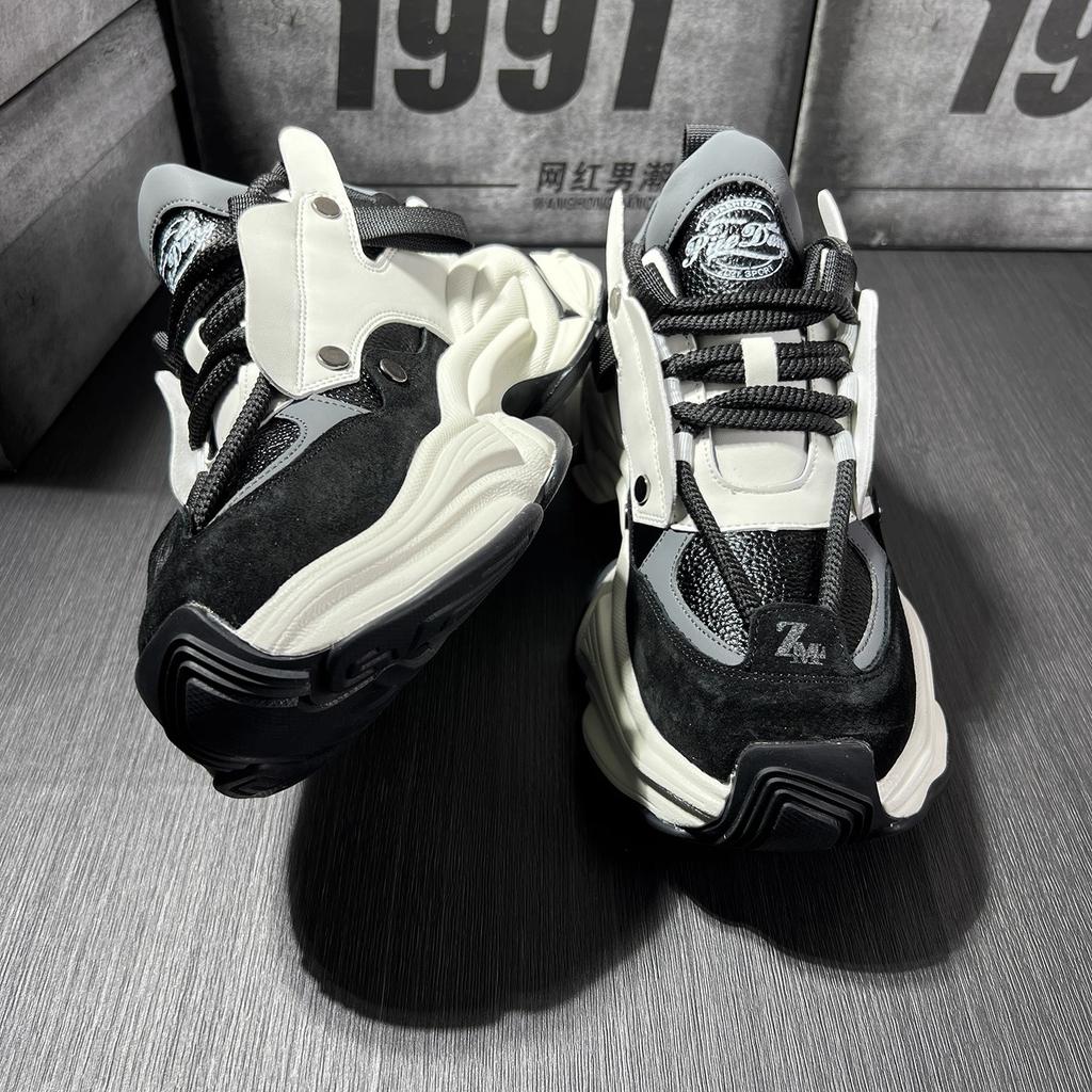 Hong Kong style shoes, new winter high-end casual sports shoes, thick-soled heightening dad shoes