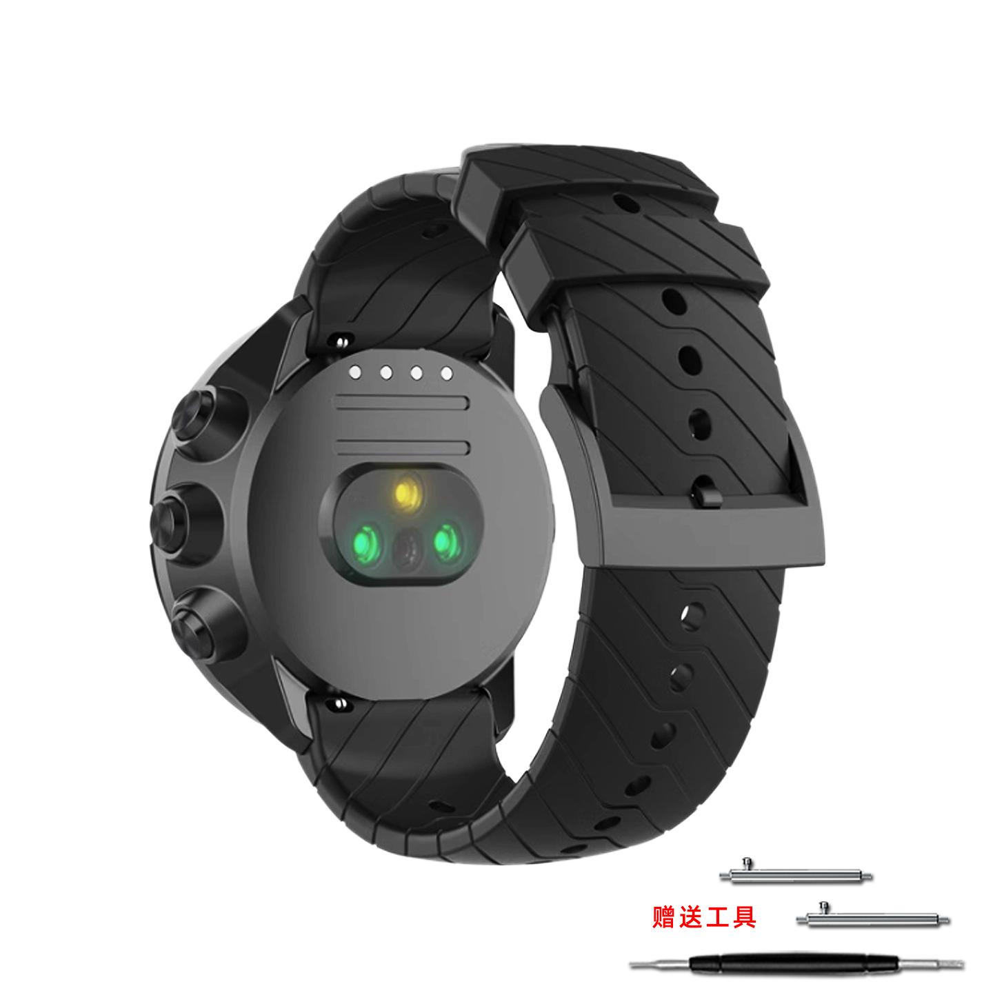 24mm Soft Silicone Strap for SUUNTO 7 9/9 Baro Smart Watch Band Replacement Wristband for SUUNTO D5 outdoor Sports Bracelet men Interface size 24mm чёрный
