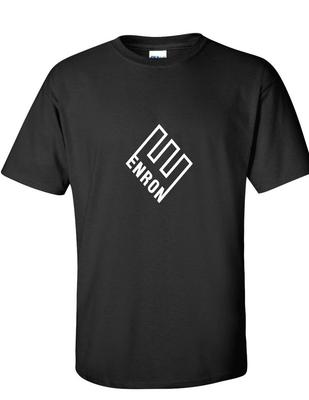 Enron White Logo Bankrupt Company Cotton Black Cotton T-Shirt