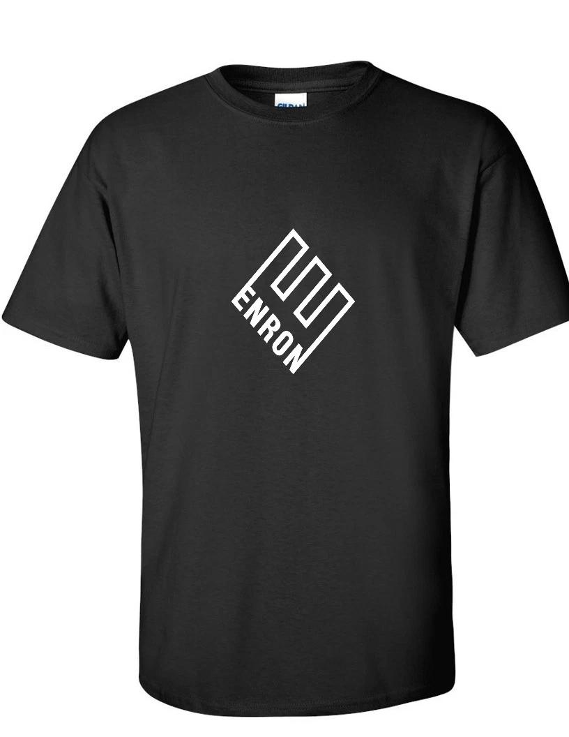 

Enron White Logo Bankrupt Company Cotton Black Cotton T-Shirt M