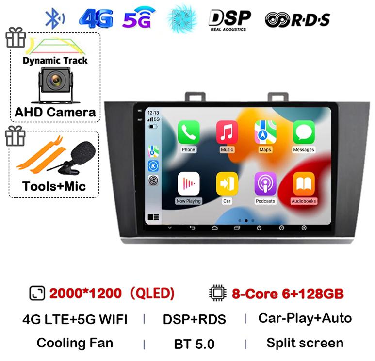 Android 14 Carplay Auto Car Radio For Subaru Outback Legacy 2014 2015 2016 2017 2018 Multimedia Player GPS 4G WIFI Stereo BT DSP
