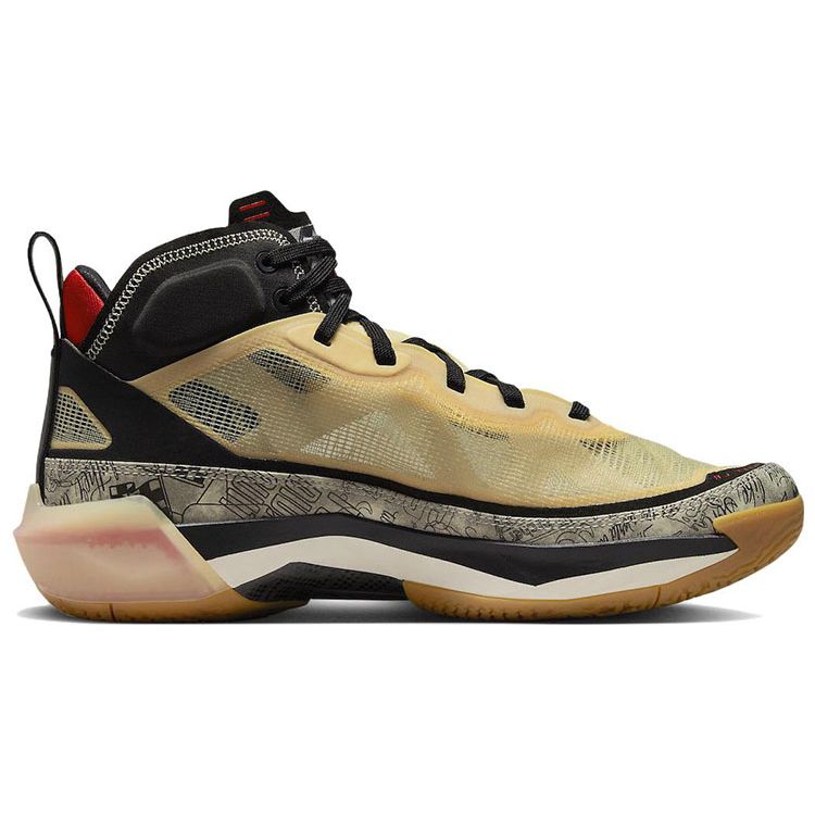 Jayson Tatum X Air Jordan 37 PF Tattoo Unisex Sneakers Tan Pale-Vanilla Black DZ0811-200