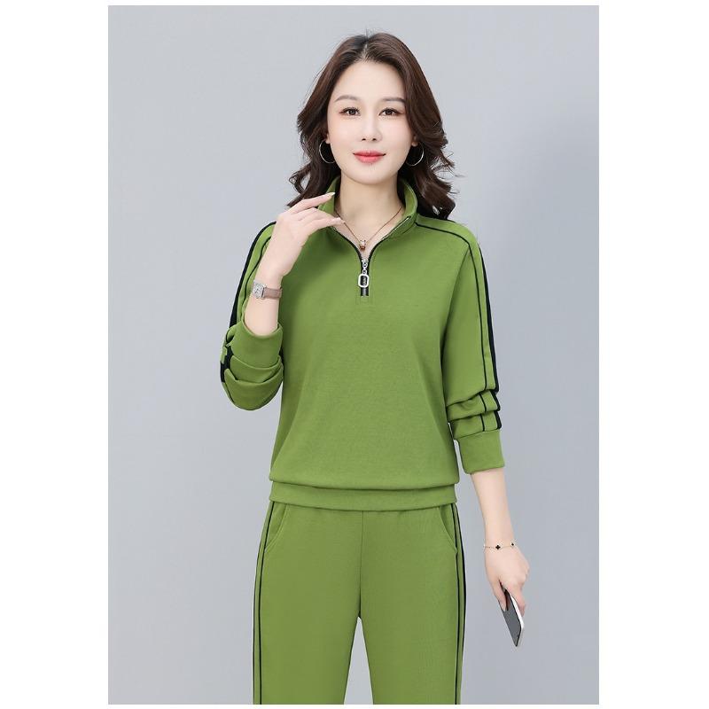 Fashion Women Half Zip Stand Collar Sportswear Suit Casual Spring Autumn Outdoor Sports Two Piece Tracksuit for Ladies