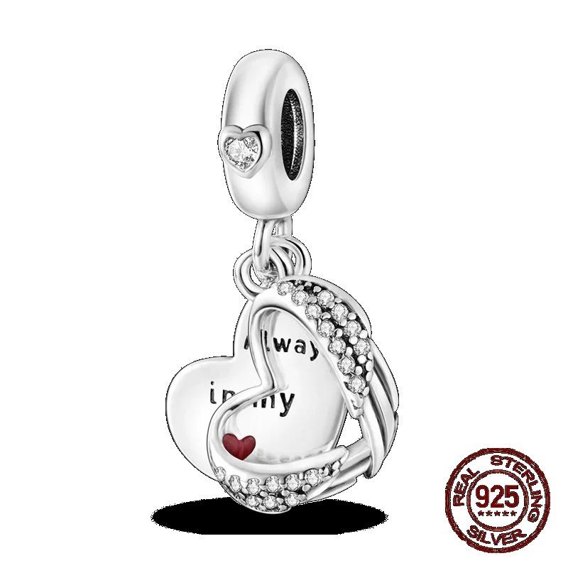 925 Silver Heart Mum Dangle Dream Catcher Charm DIY Jewelry For Women Original Bracelet Beads