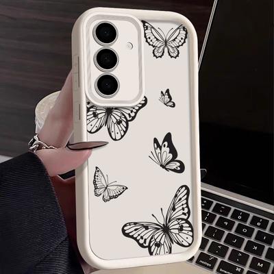 Piękny czarny wzór motyla etui do Samsung S24 FE S23 S22 S21 Ultra A54 A34 A55 A35 A52 A14 odporny na wstrząsy miękki silikonowy pokrowiec ochronny na telefon