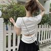 New Summer Women's Clothing Short Spice Girl T-top Waist Sexy Pure Desire Backless Bottoming Shirt Temperament T-shirt