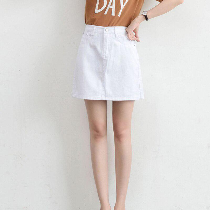 

Сексуальная женская джинсовая мини-юбка, модная летняя корейская черная юбка с высокой талией, синие джинсы в стиле Харадзюку, большие размеры, хлопок XXXL белый