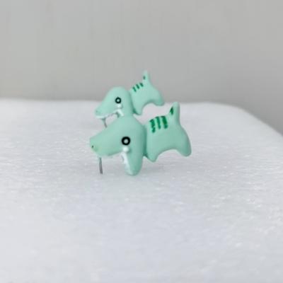 Beißende Dinosaurier-Ohrringe Cartoon Niedliche Metall-Tierohrringe Beiß-Ohrringe Weißer Hund Ohrringe Party Feiertag Lustige Geschenke