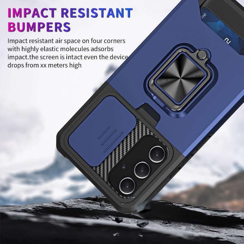 Armor Ring Bracket Card Bag Lens Push Window Protection Mobile Phone Case for Samsung A12 22 32 14 34 15 35 55 Military Quality