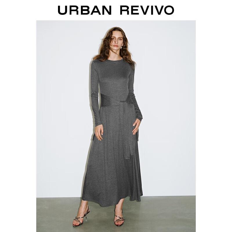 

UR 2025 Autumn Faux Two-Piece Tie-Waist A-Line Dress L