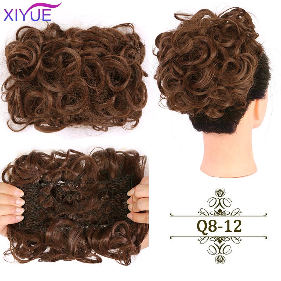 LARGE Comb Clip In Curly Hair Extension Synthetic Hair Pieces Chignon Women Updo Cover Hairpiece Extension Hair Bun