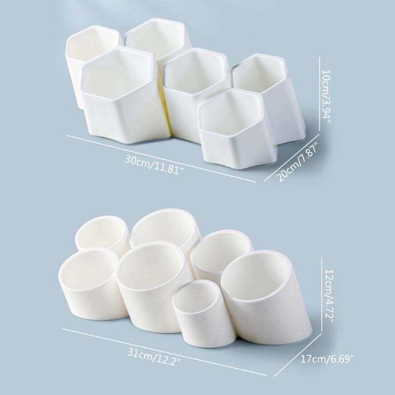 Oblique Pen Storage Holder Desk Pencil Holder Cup 6 Compartments Makeup Brush Organizer Holder for Bedroom Office