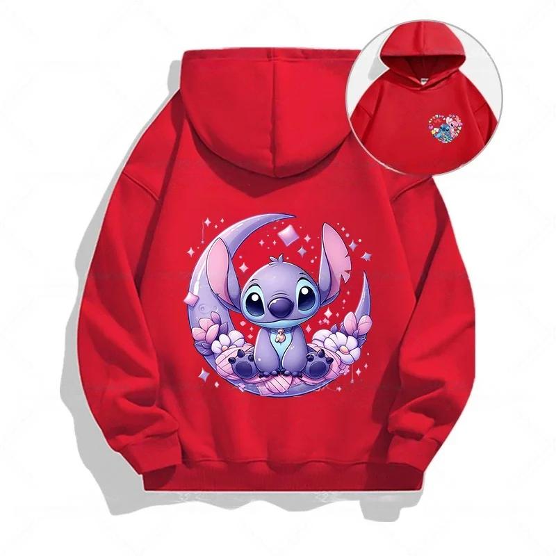 Autumn Disney Cool Stitch Print Children's Hoodies Fashion Casual Boys Girls Long Sleeved Sweatshirts Tops Kids Pullover