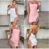 2 Layers Females Summer Backless Dress Tassel Hem Valentine Sexy Elegant Mini Dress