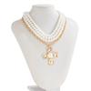Pearls Crosses Necklace for Women Elegant Gold Layer Choker with Statement Pendant and Buckles Chain Adjustable