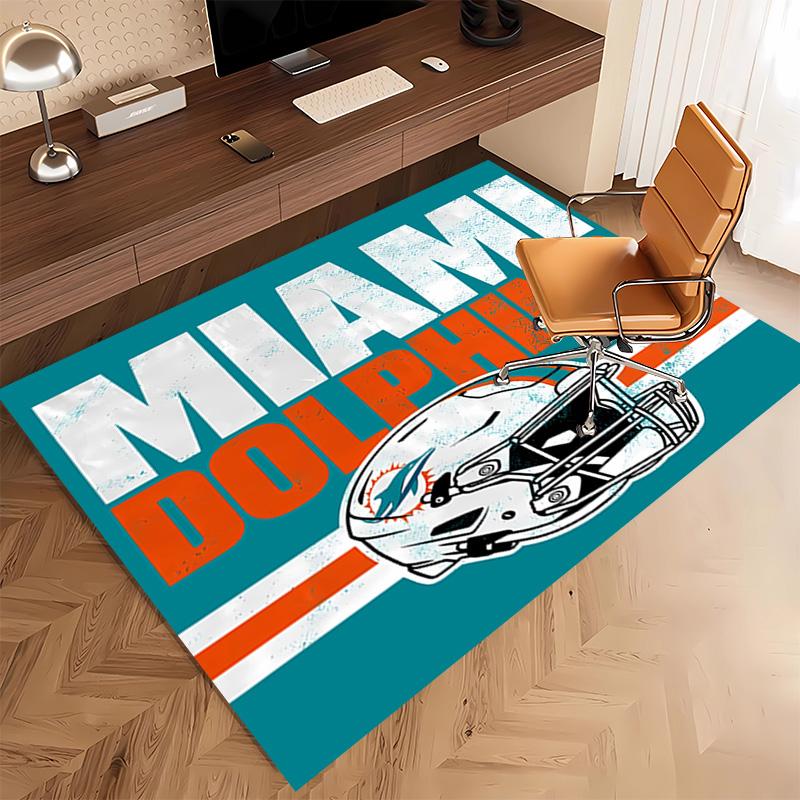 1pc Miami Dolphins logo Print Area Rug - Soft, Washable Non-Slip Indoor Mat, Living Room, Home Office Decorative Rug,Office Decorative