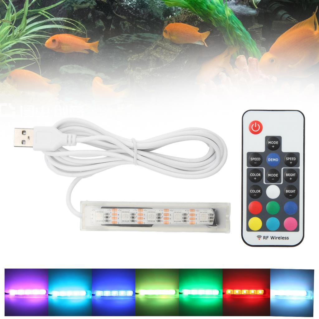 Aquarium Light USB Powered Remote Control Colorful Fish   LED Lamp for Landscape