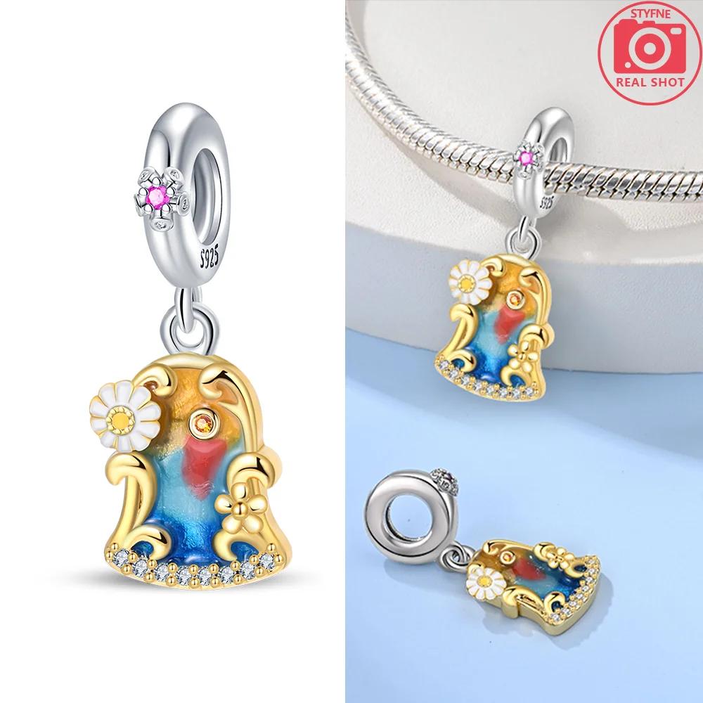 Elegant Copper Original Color Oil Painting Board Crayons Beads Fit Bracelet Charms Women Jewelry Diy Accessory Gift