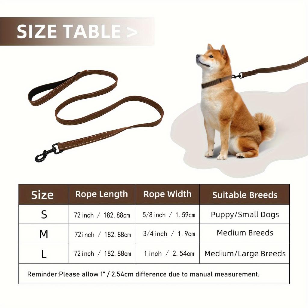 Reflective Padded Handle Dog Leash Short Anti-Pull Nylon Pet Training Lead for Medium Large Dogs