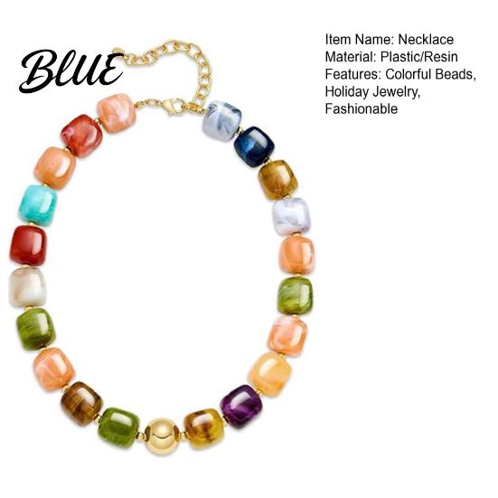 Beautiful Beaded Choker Chunky Colorful Resin Beads Necklace Boho Everyday