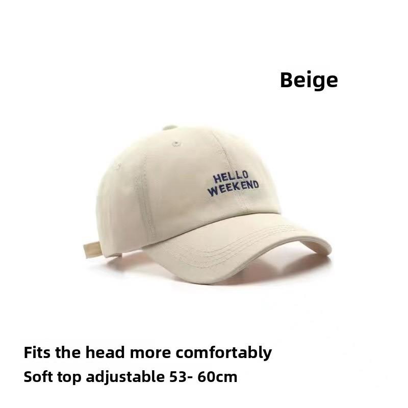 Baseball Cap For Women With Embroidered Letters Spring Summer Adjustable Cotton Hat бежевый