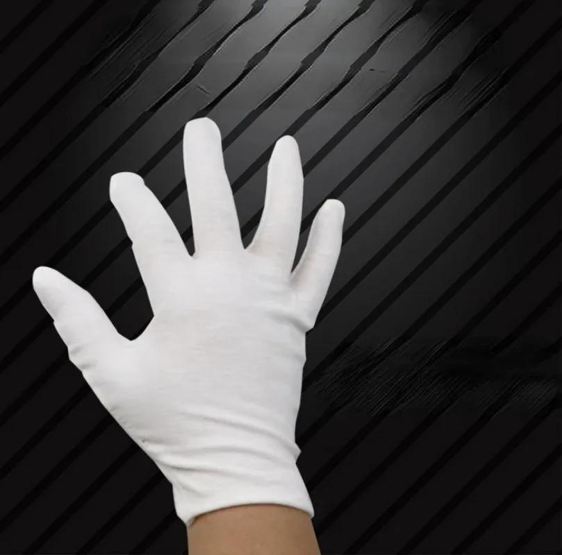 12Pairs White Cotton Work Gloves for Dry Hands Handling Film SPA Gloves Ceremonial High Stretch Gloves Household Cleaning Tools