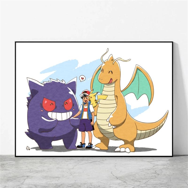 Anime Canvas Paintings Pokemon Ash Ketchum Pikachu Poster Wall Decorative Brings Endless Joy Show The Cozy Home Atmosphere
