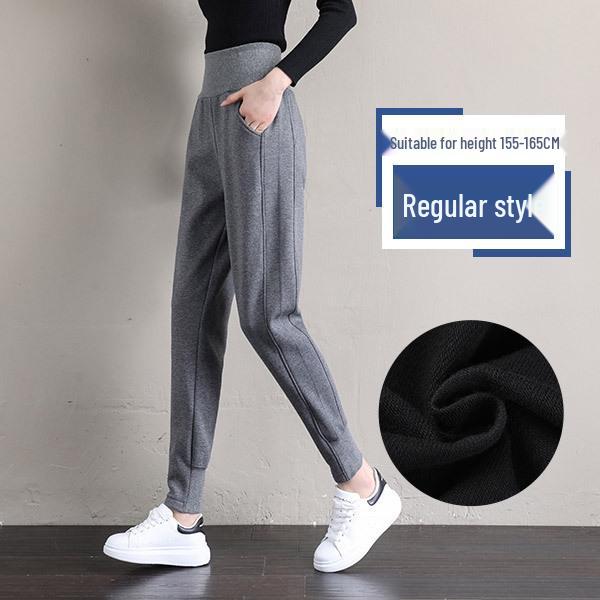 Damen Winter Fleece-gefütterte Lammwolle Jogginghose, Kleine Statur, Lässige Baumwoll-Sporthose