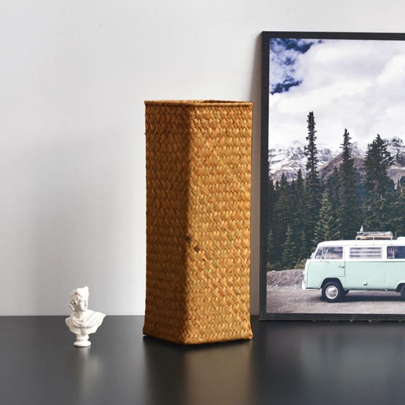 1Pc Retro Handmade Woven Vase Home Decoration Imitation Rattan Flower Vase Plant Potted  Flower Basket Home Storage Organizer