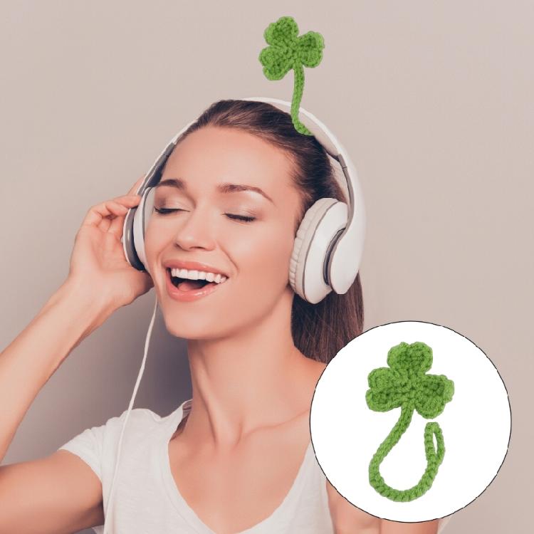 Creative Knitted Crochet Leaf Sprout Data Cable Straps Cute Headphone Accessory