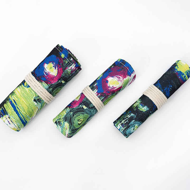 Large Capacity Canvas Pencil Roll: 36, 48, 72 Slots for Sketch & Colored Pencils - Creative Ink Paint Design