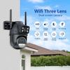 Neue EU 12MP 6K WiFi-Kamera für den Außenbereich, drei Objektive, Dual-Screens, 8-facher Zoom, CCTV-Mini-Videokamera, automatisches Tracking, Sicherheitsschutz, Überwachung, iCSee-App