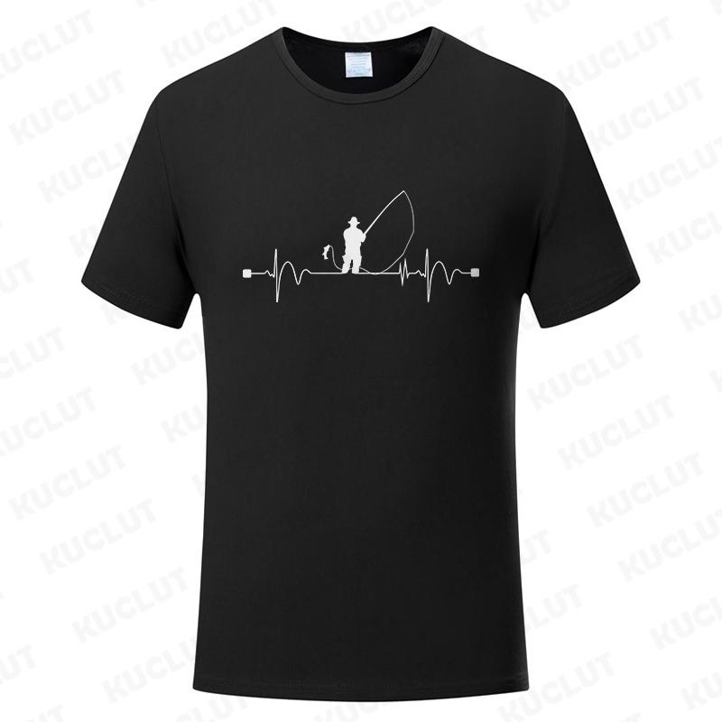 Fishing ECG Mens Tshirt Funny Design Graphic Y2k Tops Summer Male Clothing O Neck Short Sleeve Tees Gifts for Fishing Lovers