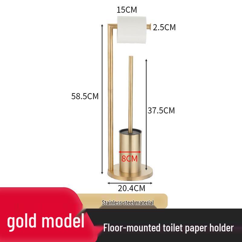 Bathroom Black Stainless Steel Odor-Proof Toilet Paper Holder and Floor Standing Storage Rack with Brush