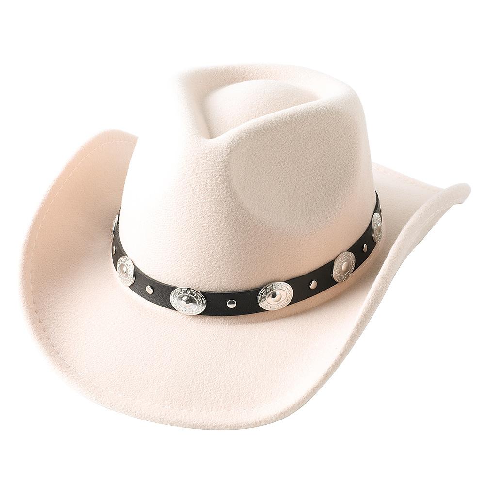 Dark purple Cowboy Hat New Jazz Knight hat cowboy hat monochrome felt hat men's and women's large brim outdoor hat