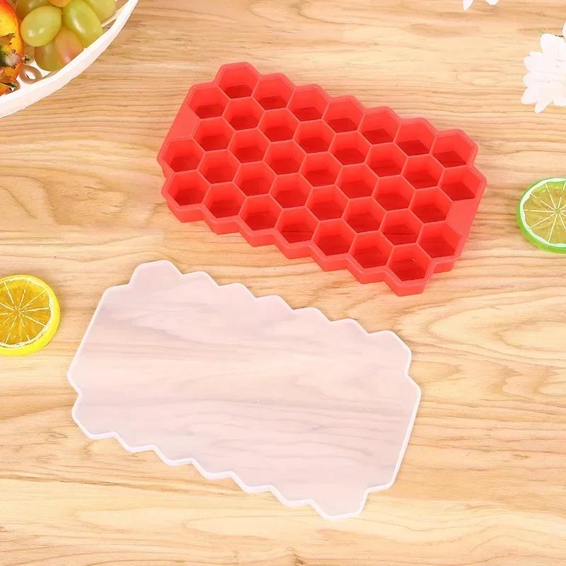 Food Grade Ice Cube Tray Silicone Mold for Whiskey Cocktail, Honeycomb Forms