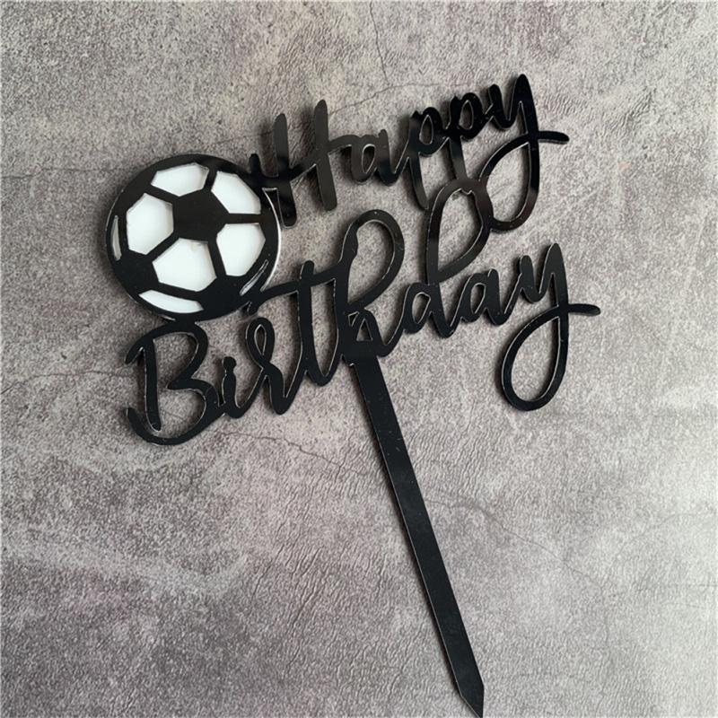 Football Theme Cake Topper Happy Birthday Cake Insert Card Birthday Party Cake Decors Supplies For