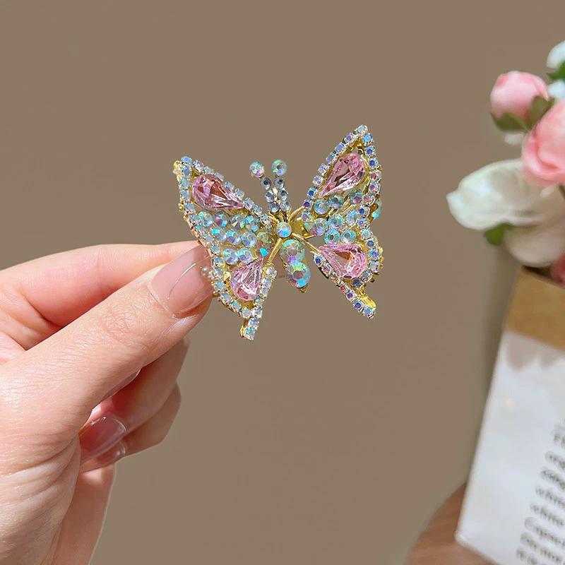 New Korean Rhinestone Butterfly Hair Clip Women Three-dimensional Exquisite Side Bangs Clip Hairpin Children Hair Accessories
