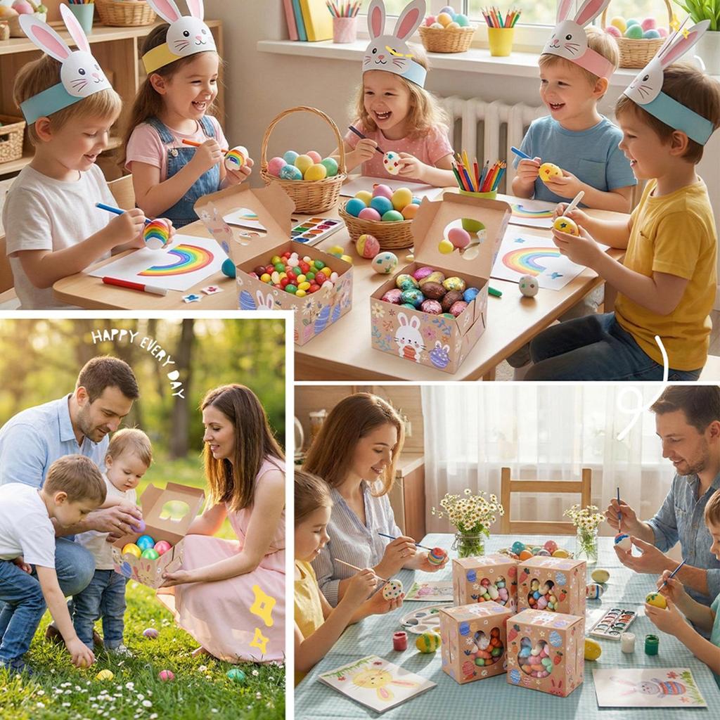 Easter Gift Boxes with Bunny Windows 24 Pieces Easter Boxes for Cake Cookie Candy Treat Snack Toy Craft DIY Holiday Festival