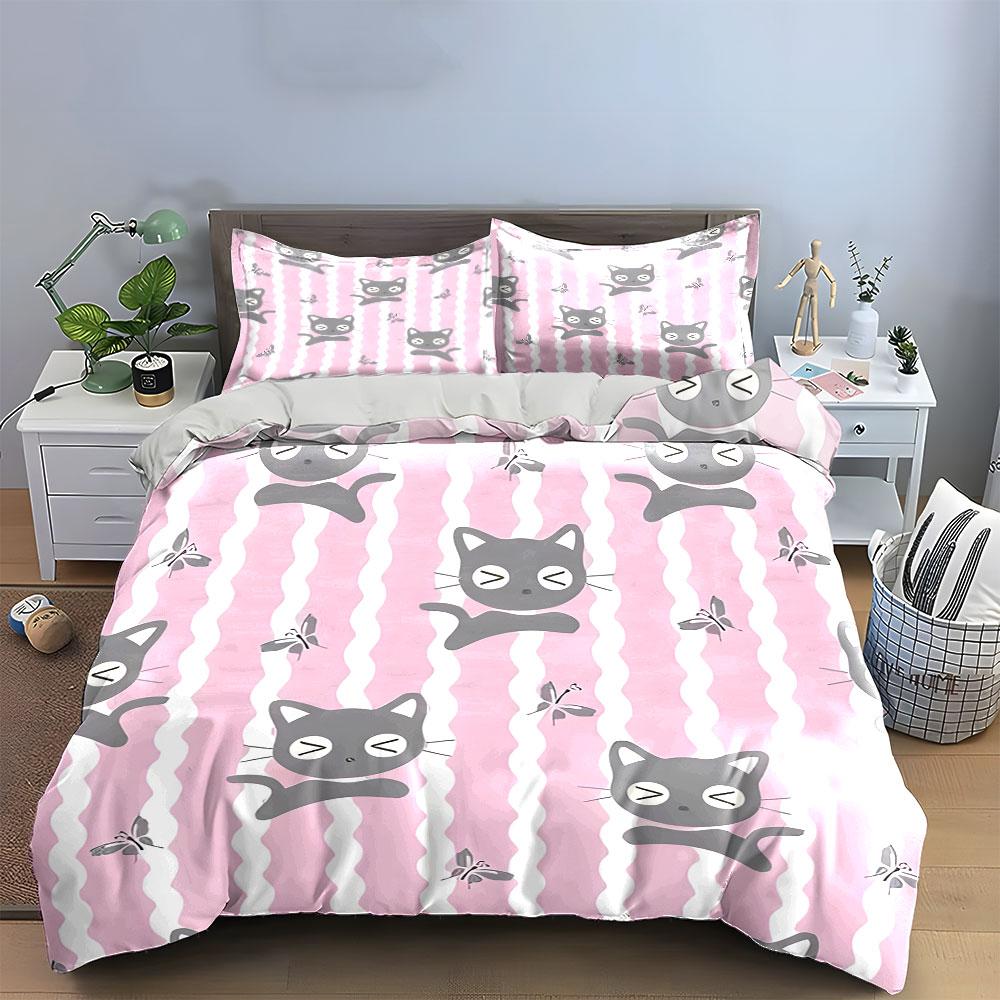"Playful kittens and butterflies" Bedding sets Duvet covers Pillowcases(1* Duvet Cover 2* Pillowcases without duvet insert)