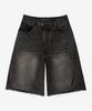 Aetityudeuaetityudeu Aa Curved Line Washing Bermuda Denim Pants Black