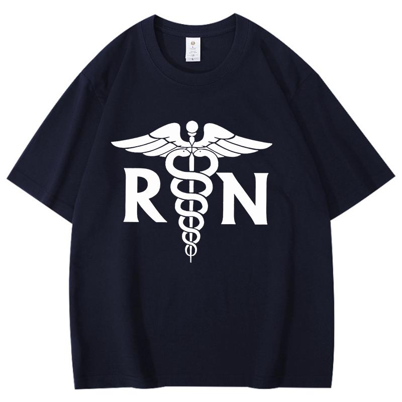 

New Hot RN Caduceus Printed Tshirts Unisex Women Unisex Casual Loose Round Neck Creative Personalized Tshirts Summer Couples Top 4XL