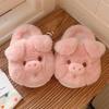 Fashion Cute Crocodiles Single Band Winter New Women Slipper Soft Heel Platform Fur Warm Indoor Comfortable Home Fluffy Home Slippers
