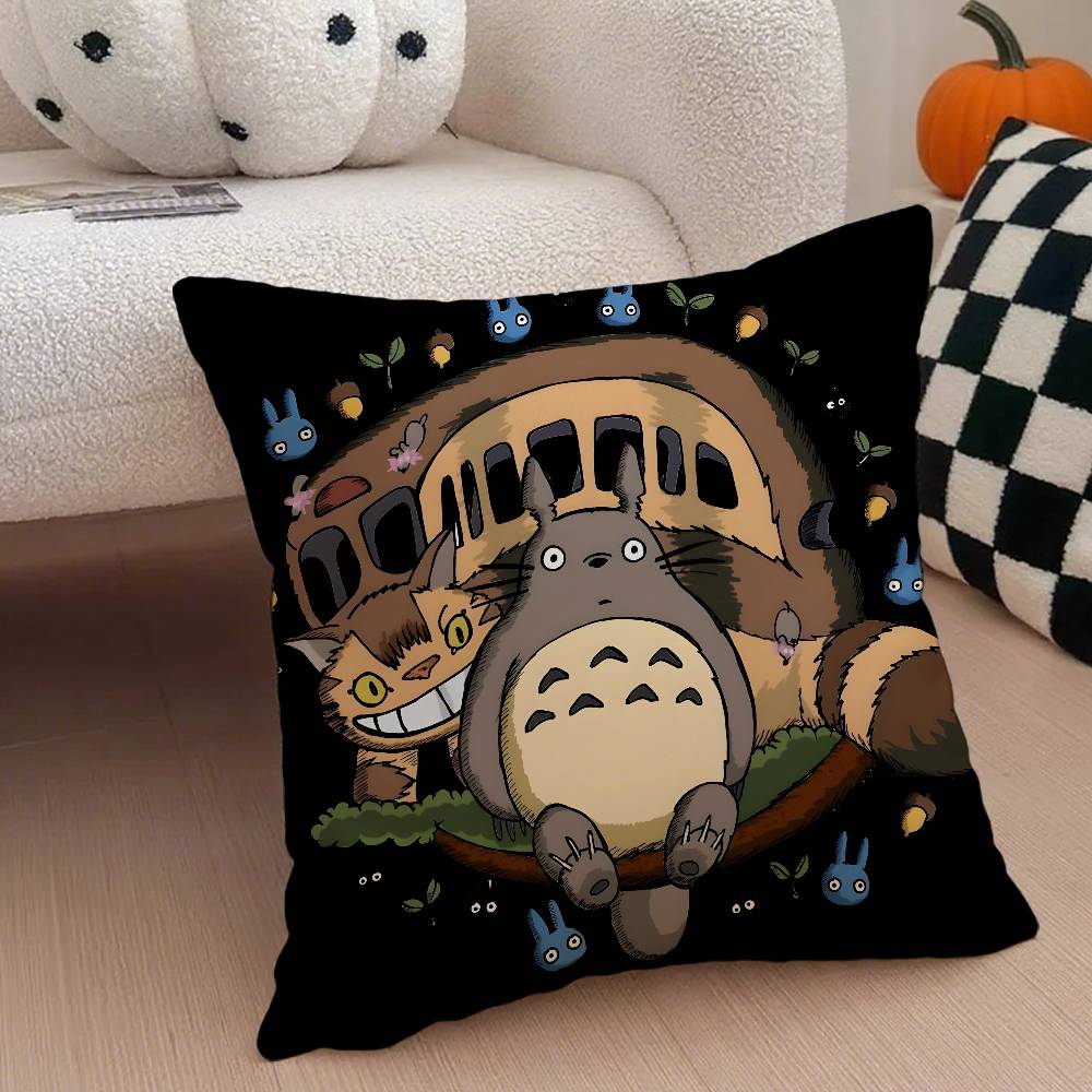 Animei My N-NeighborS T-Totoro Pillow Case Anti-dustmite Pillowcase Invisible Zipper Silky Short Plush Sofa Cushion Cover