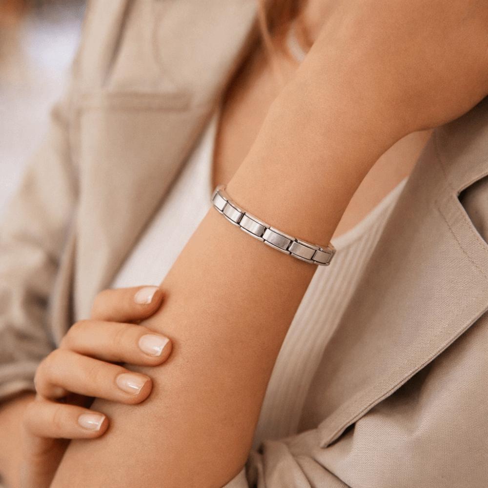 Stretchable Italian Chain Link Bracelet 7mm Popular Modular Stainless Steel Bracelet Square HipHop Elastic Hand Chain Jewelry