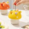 Rustproof Mushroom Fruit Fork Creative Cute Toothpick with Holder  Kitchen Supplies