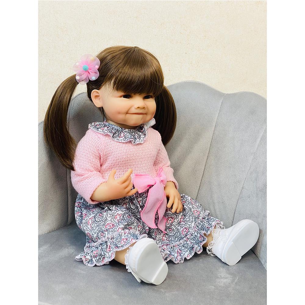 Full Body Soft Silicone Lifelike Real Touch Reborn Baby Girl Lovely Betty With Long Hair Toddler Princess Doll