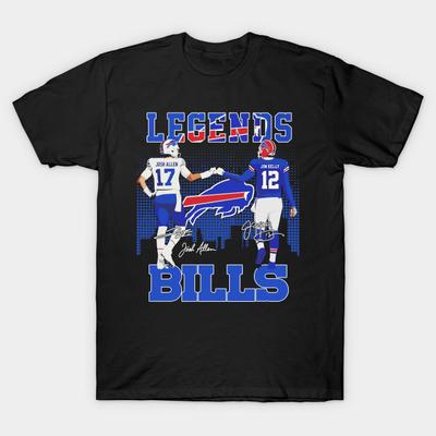 Men Black Print T-shirt Josh Allen - Jim Kelly No-Cut Transfer Paper Print Cotton Tshirt