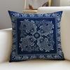 B-Blue Calico Cushion Cover Cushion Cover Pillowcase, Anti-Mite Invisible Zipper, Linen Sofa Cushion